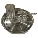 999 Pure Silver 7.0 Inch Hallmarked Lightweight Indian Thali Anna Prasanam Small Dinner Set  - Set
