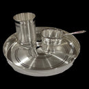 999 Pure Silver 7.0 Inch Hallmarked Lightweight Indian Thali Anna Prasanam Small Dinner Set  - Set