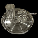 999 Pure Silver 7.0 Inch Hallmarked Lightweight Indian Thali Anna Prasanam Small Dinner Set  - Set