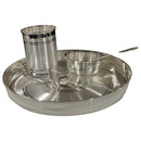 999 Pure Silver 7.0 Inch Hallmarked Lightweight Indian Thali Anna Prasanam Small Dinner Set  - Set