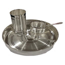 999 Pure Silver 7.0 Inch Hallmarked Lightweight Indian Thali Anna Prasanam Small Dinner Set  - Set