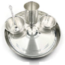 999 Pure Silver 8.0 Inch Hallmarked Lightweight Indian Thali Kids Dinner Set - Set
