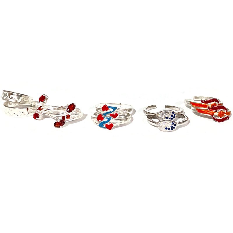 925 Sterling Silver Toe-rings (Pack of 5 Pairs)- Set