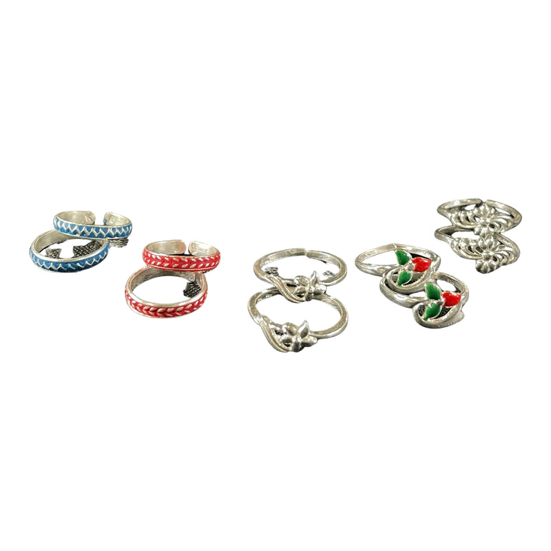 925 Sterling Silver Toe-rings (Pack of 5 Pairs)- Set