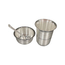 999 Pure Silver Hallmarked 400ml Glass, 250ml Bowl & Spoon for Youth /Adults -4.0 inch Set