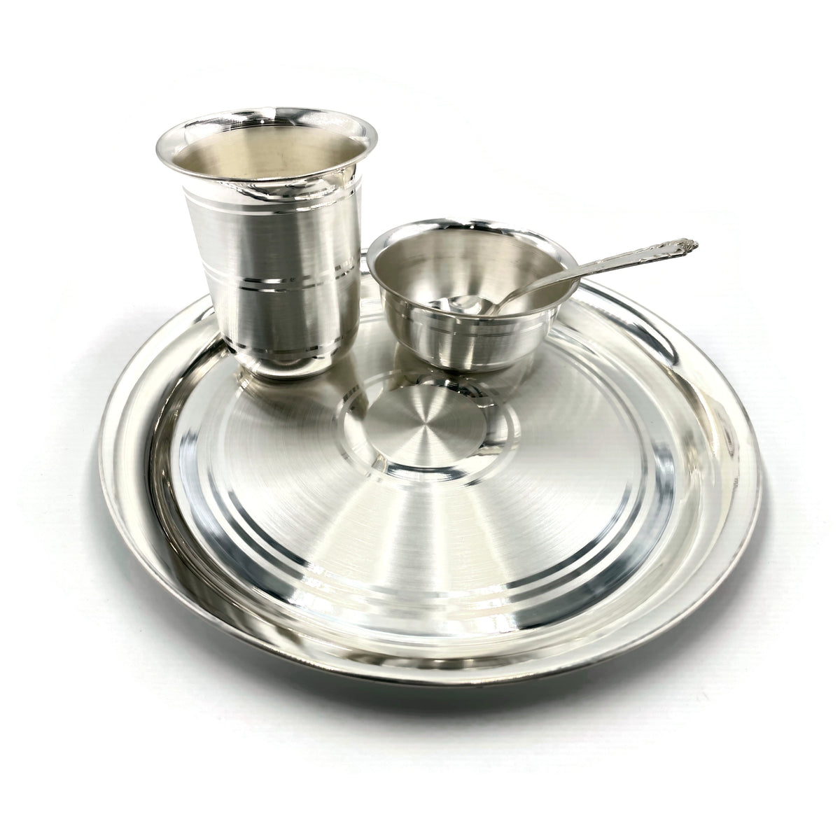 999 Pure Silver 8.0 Inch Hallmarked Western Plate Kids Dinner Set - Se