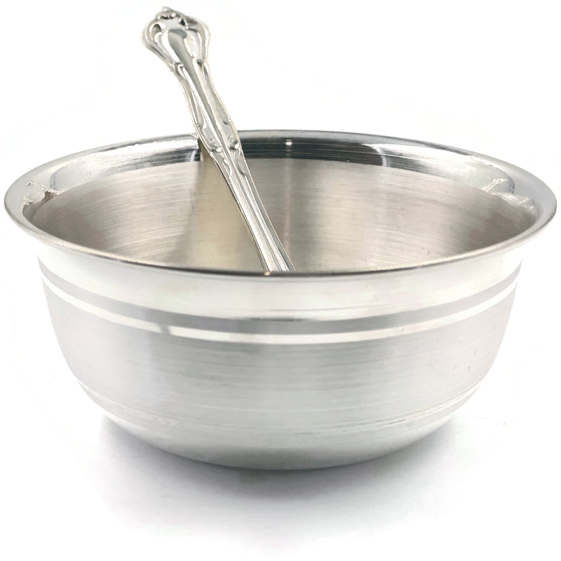 999 Pure Silver 3.7 inch Bowl & Spoon for Kids - 3.7-inch Set