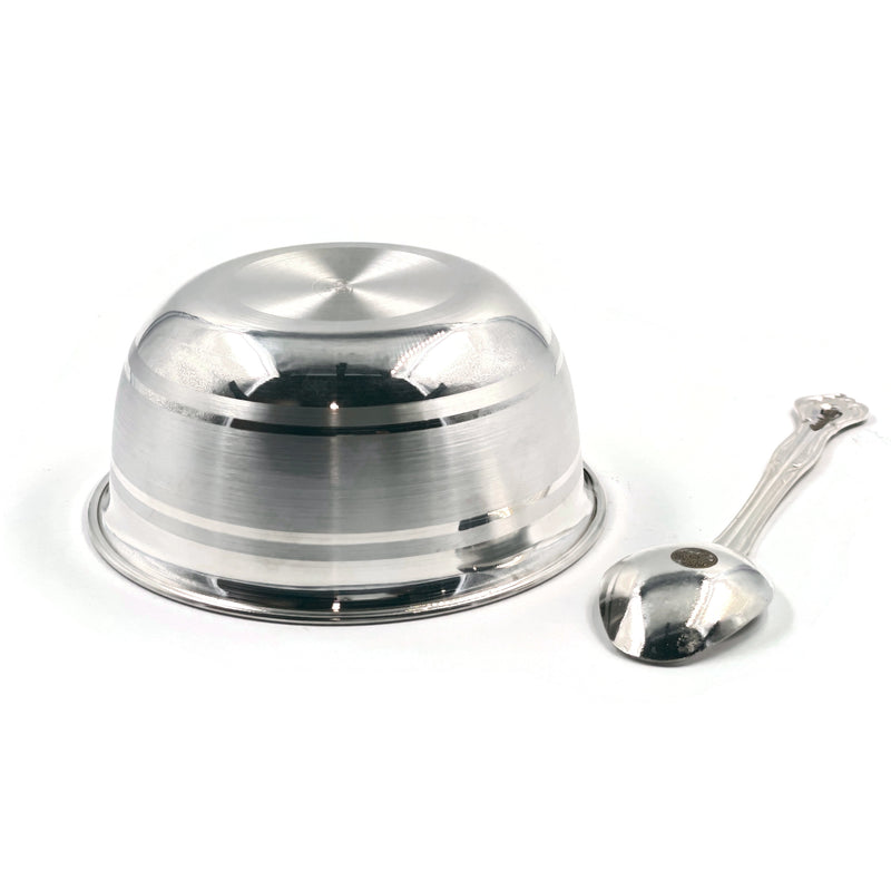 999 Pure Silver 3.5 inch Bowl & Spoon for Kids - 3.5-inch Set