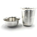 999 Pure Silver Hallmarked Anna Prasanam 75ml Glass & 70ml Bowl Set - 2.5-inch Set