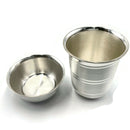 999 Pure Silver Hallmarked Anna Prasanam 75ml Glass & 70ml Bowl Set - 2.5-inch Set