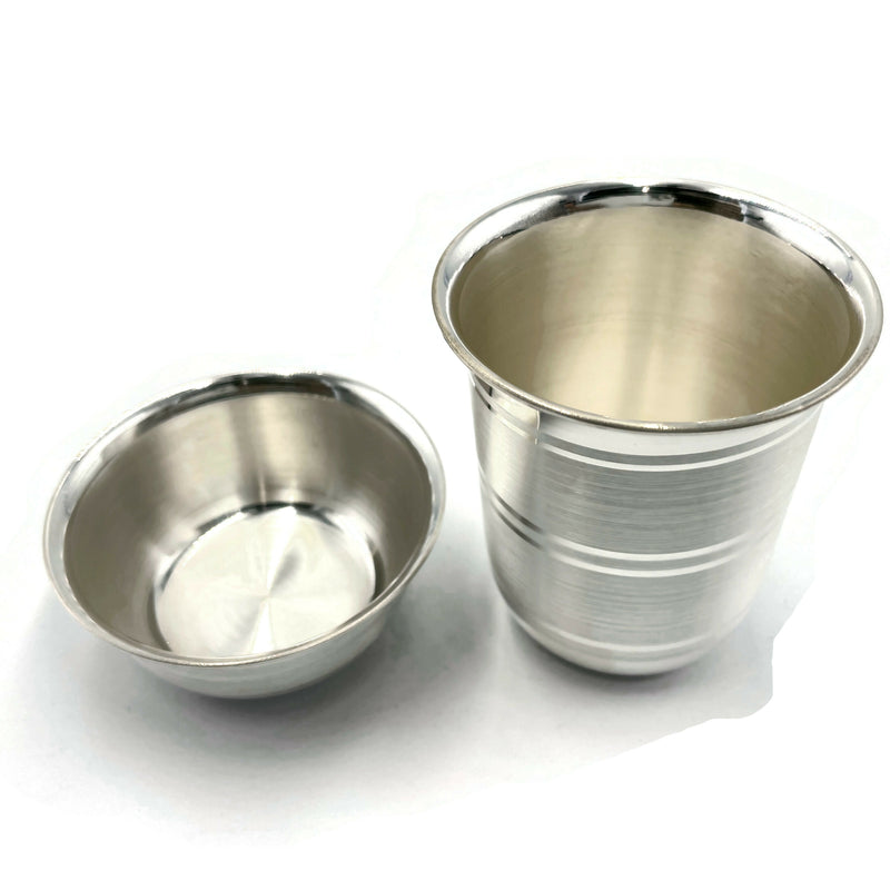 999 Pure Silver 2.5 Inch Glass & 2.5 Inch Bowl For kids - 2.5-inch Set