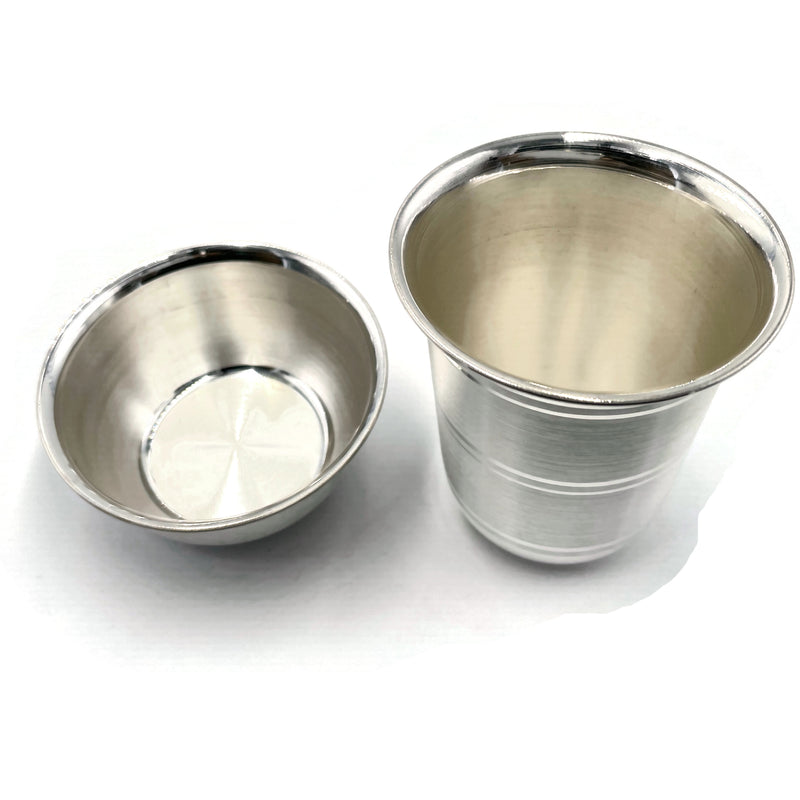 999 Pure Silver 3.0 Inch Glass & 3.0 Inch Bowl - 3.0-inch Set