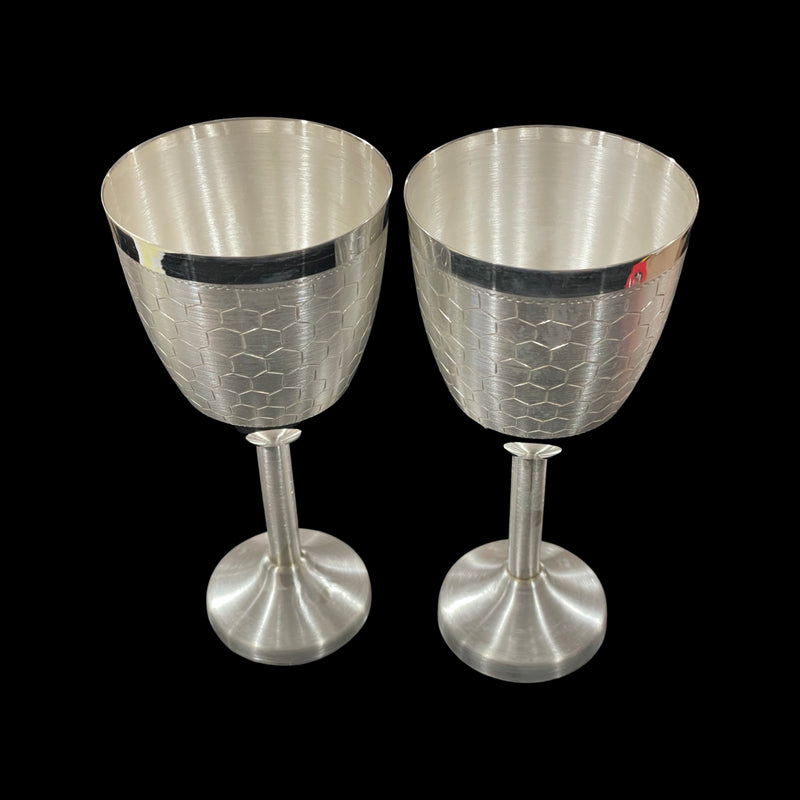 999 Pure Silver Hallmarked Designer Wine Glass Set - Style