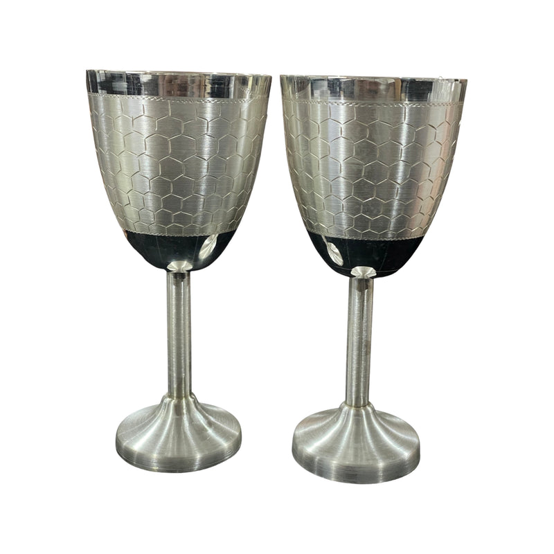 999 Pure Silver Hallmarked Designer Wine Glass Set - Style